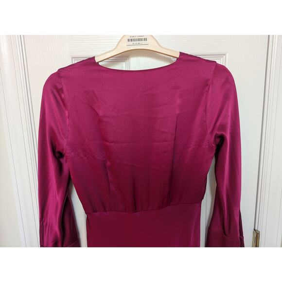 Banana Republic Dress Size 4P Etude 100% Silk Maxi Berry Pink Fuchsia NWT - Picture 11 of 16